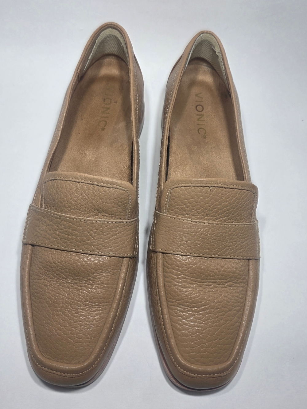 Vionic Women’s Loafers US 8 Tan Leather Comfort Flats Orthopedic Slip On Shoes - Picture 6 of 10
